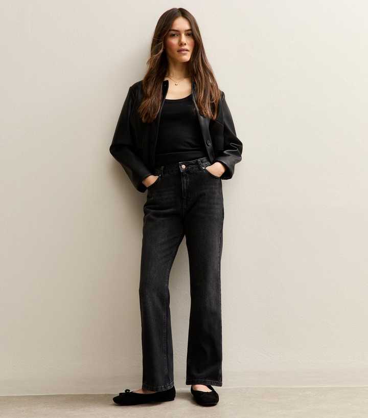 Petite Black Anica Straight Leg Jeans