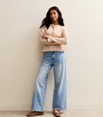 Petite Blue Low Rise Wide Leg Jeans
