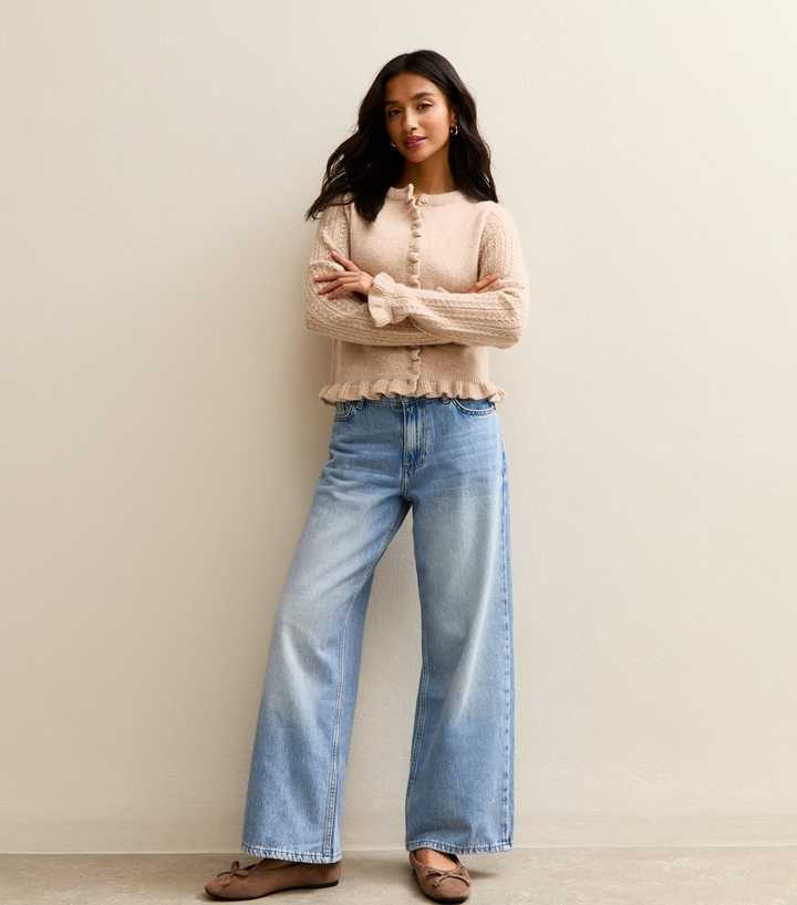 Petite Blue Low Rise Wide Leg Jeans