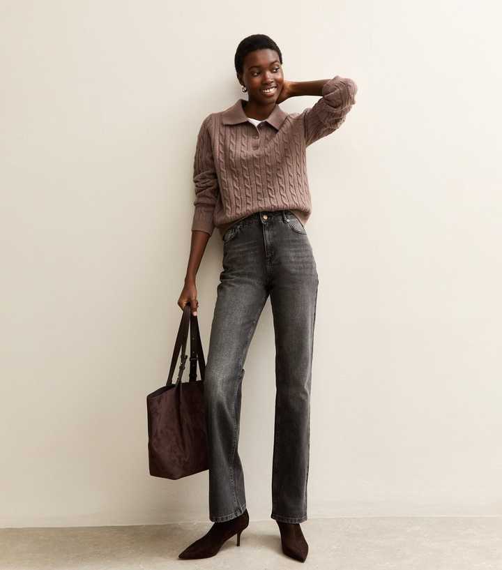 Tall Washed Black Anica Straight Leg Jeans