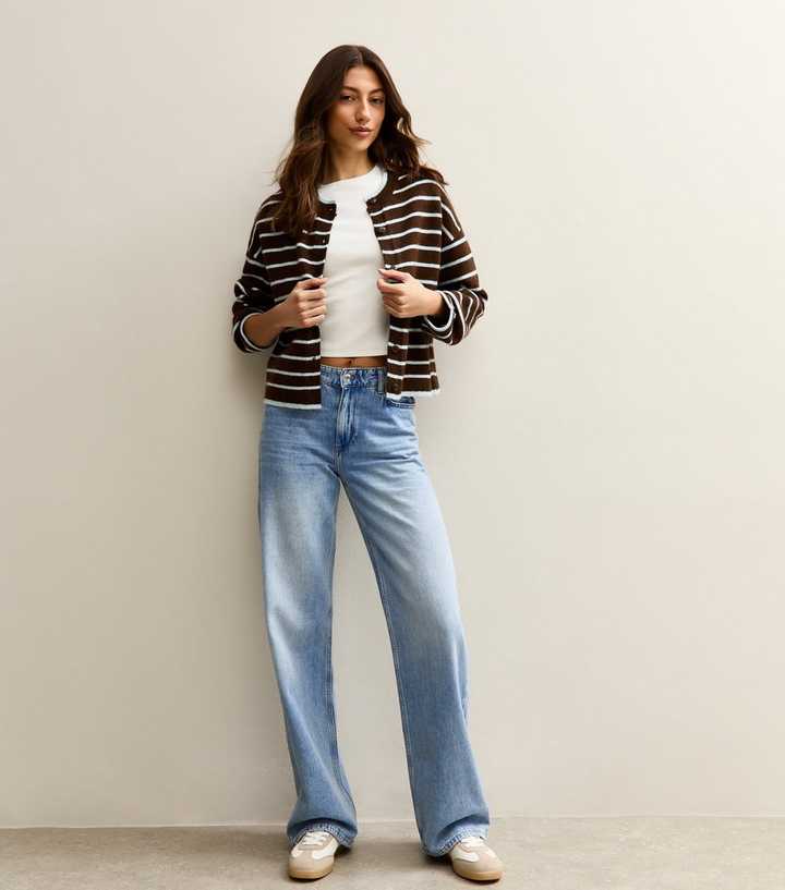 Tall Mid Blue Low Rise Wide Leg Jeans