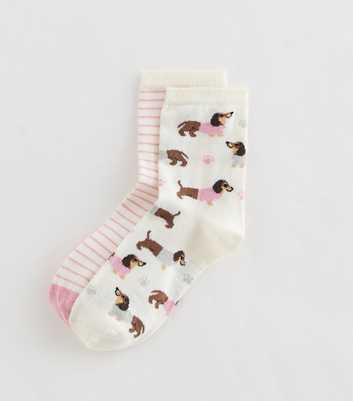 Pack of 2 Cream Sausage Dog Socks