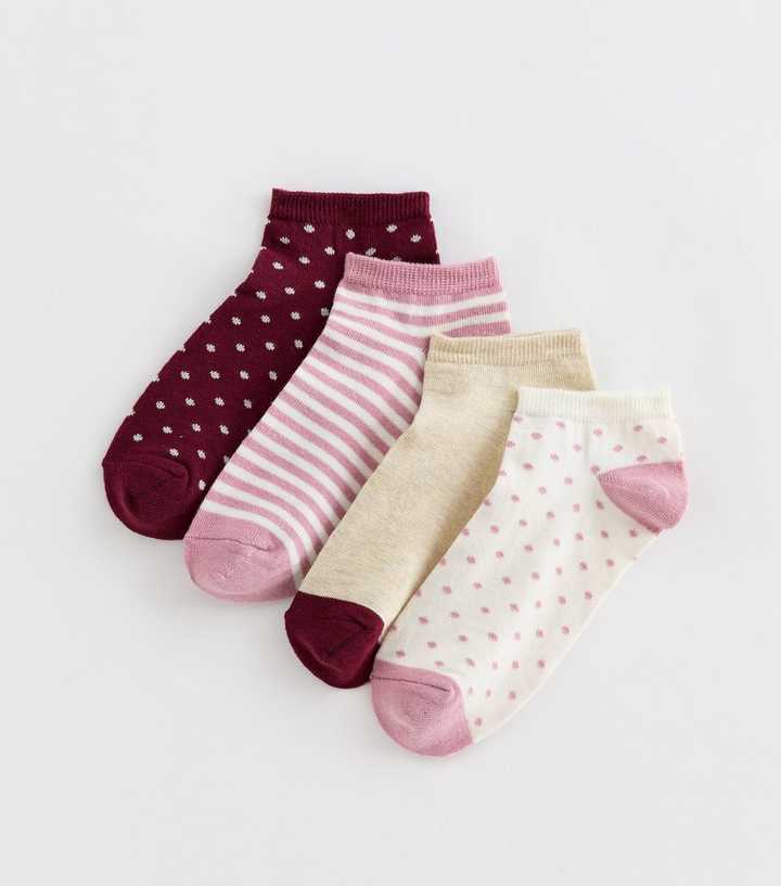 Pack of 4 Multicolour Patterned Trainer Socks
