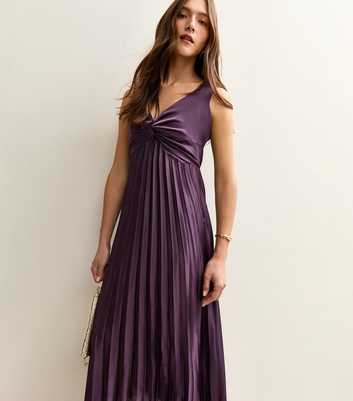 knee length dresses for ladies Brooklynn One-Shoulder Accordion Pleat Satin Midi Dress Teal L