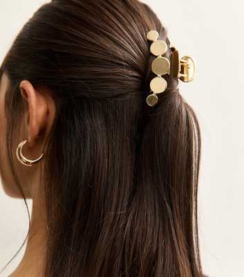 Gold Tone Circle Hair Claw Clip
