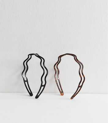 Black Pack Of 2 Wavy Headbands