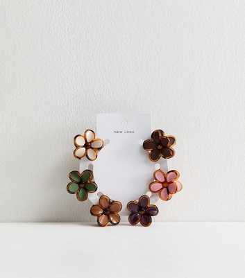Pack of 6 Multicoloured Mini Floral Hair Claw Clips