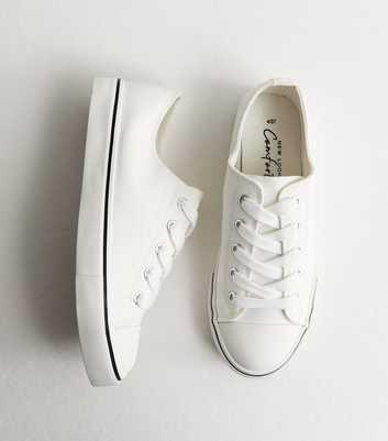 White Canvas Lace Up Trainers