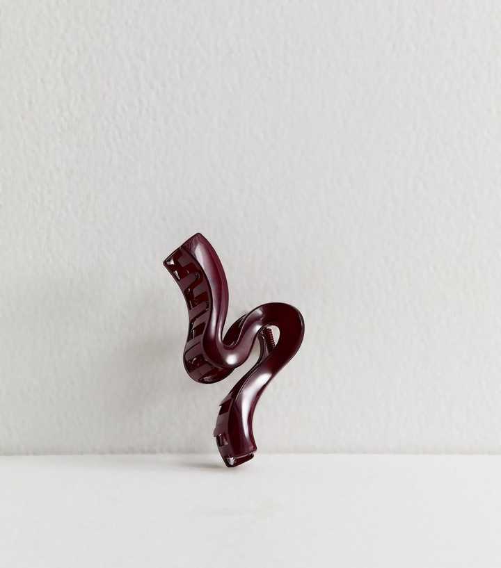 Dark Burgundy Squiggle Hair Claw Clip