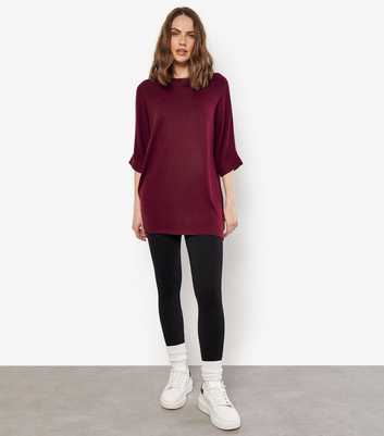 Apricot Dark Burgundy Batwing Sleeve Top