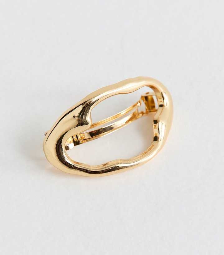 Gold Tone Metal Abstract Oval Hair clip
