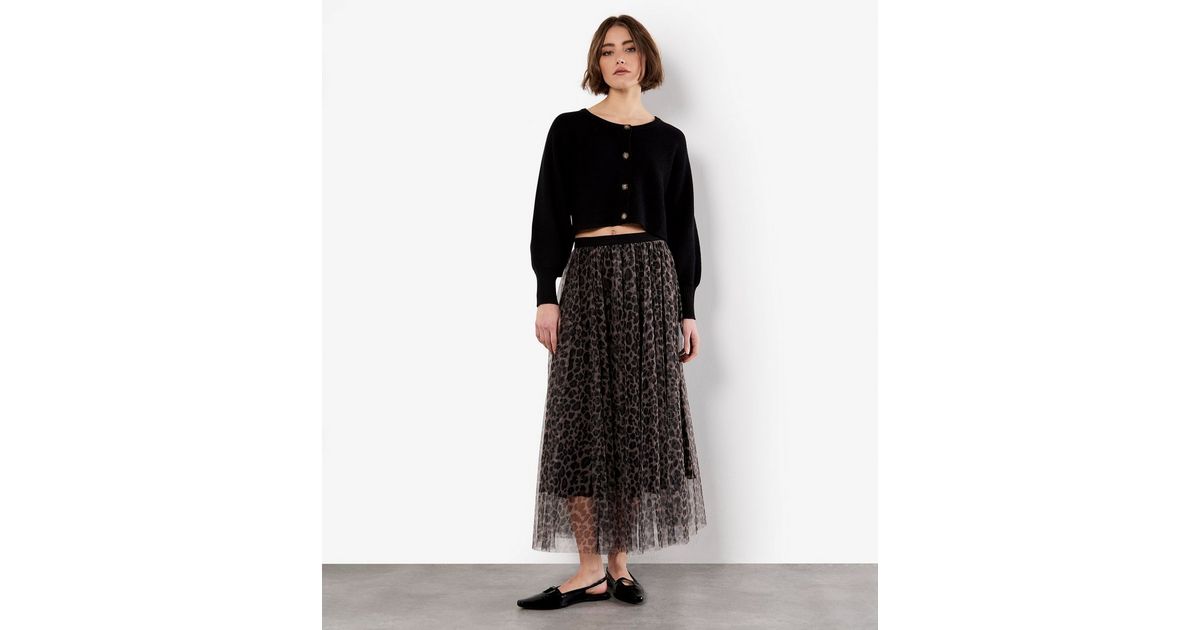 Apricot Brown Leopard Tulle Skirt New Look