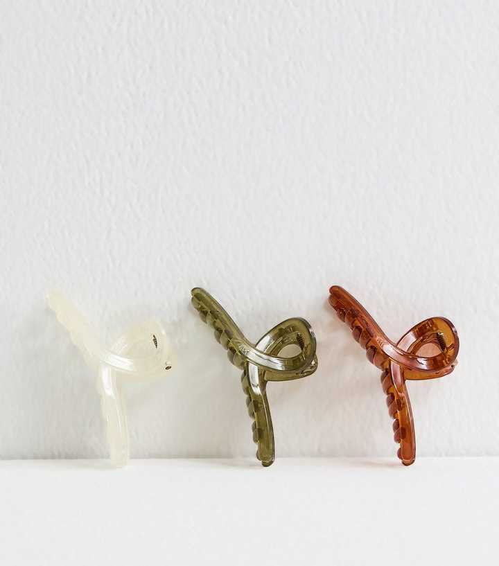Pack of 3 Multi Colour Mini Twist Hair Claw Clips
