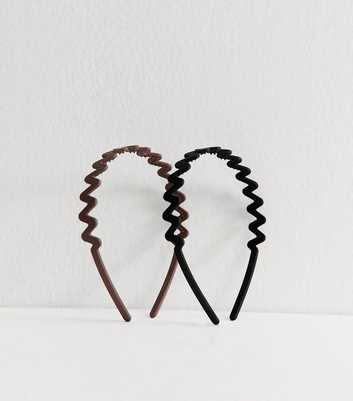 Pack Of 2 Brown and Black Squiggle Comb Headbands