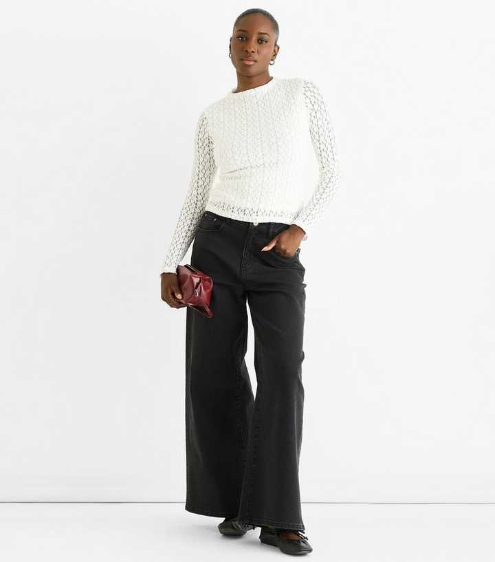 Gini London White Lace Long Sleeve Top
