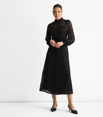 Gini London Black High Neck Lace Occassion Dress