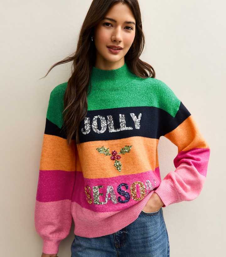 Sunshine Soul Multicoloured Sequinned Jolly Season Christmas Jumper