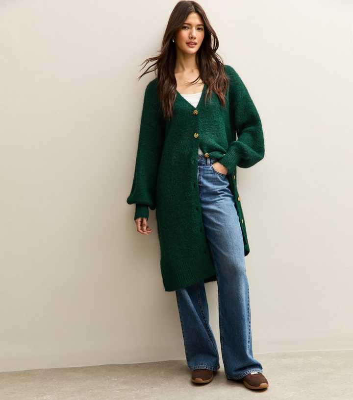 Sunshine Soul Dark Green Longline Cardigan