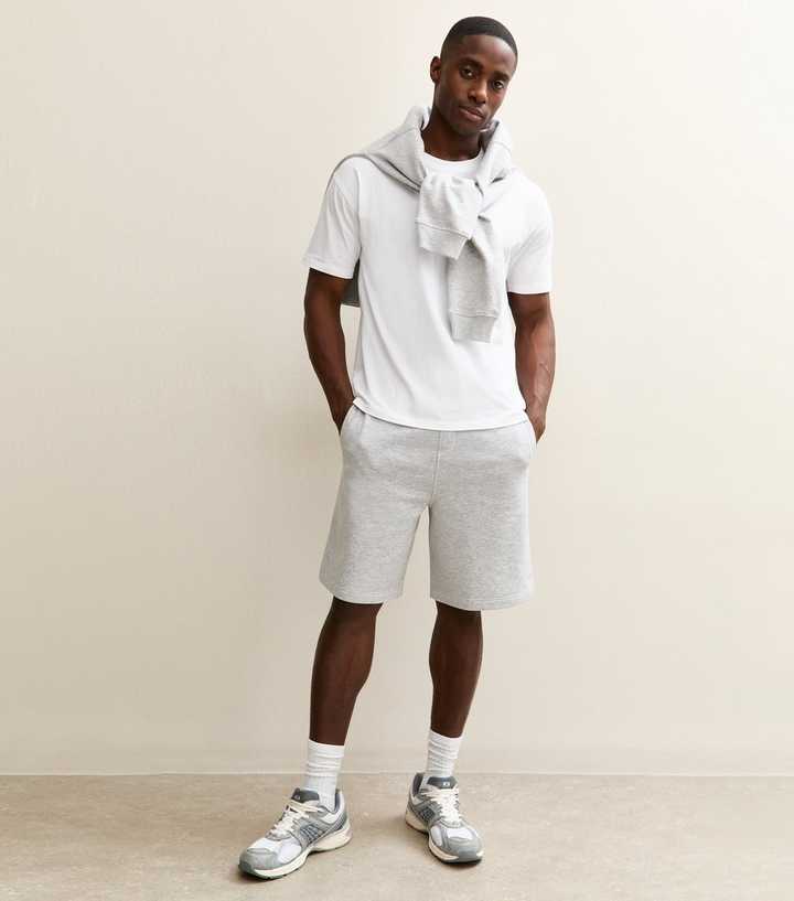 Grey Long Jersey Shorts