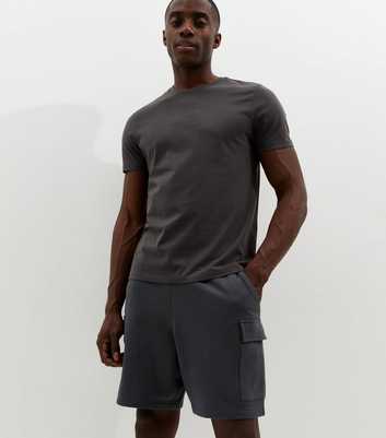 Dark Grey Regular Jersey Cargo Shorts
