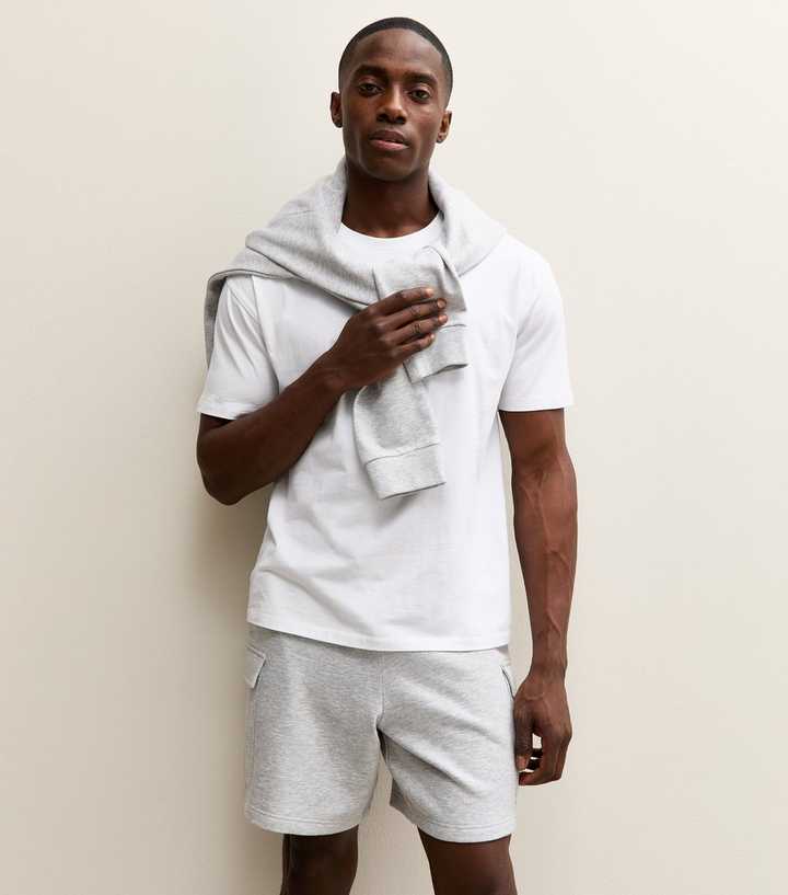 Grey Marl Regular Jersey Cargo Shorts