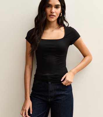 Black Square Neck T-Shirt
