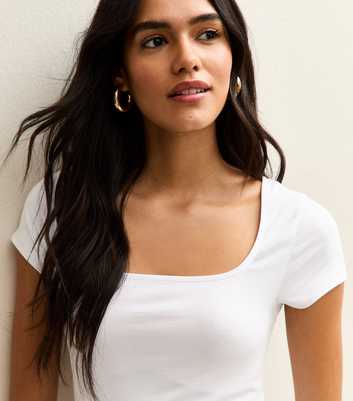 White Square Neck T-Shirt