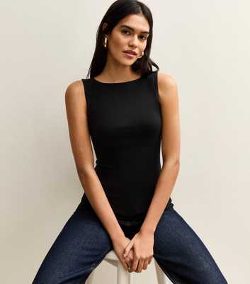 Black Slash Neck Vest Top