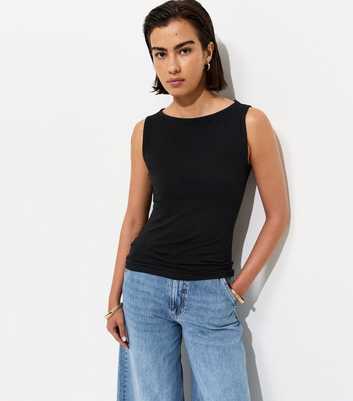 Black Slash Neck Vest Top