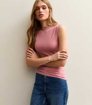 Mid Pink Slash Neck Vest Top