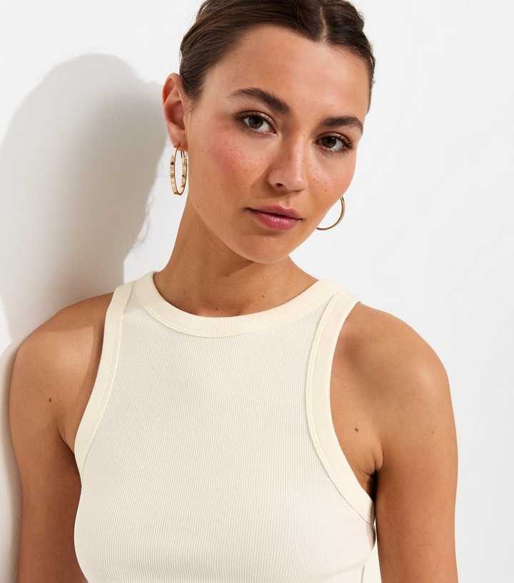 Cream Racer Back Vest Top