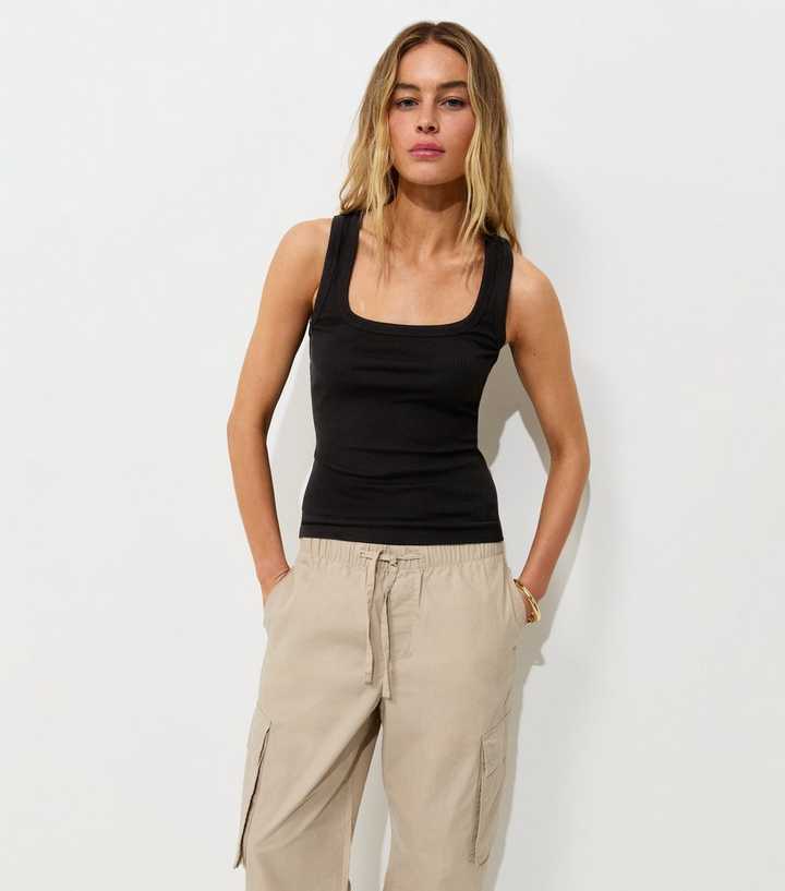 Black Square Neck Vest Top