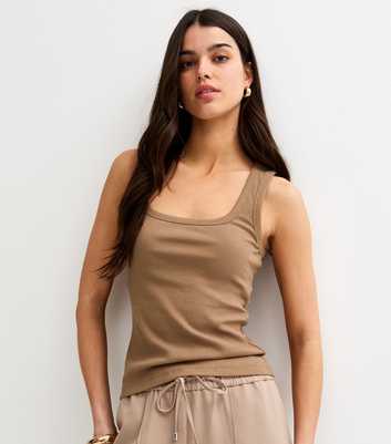 Tan Square Neck Vest