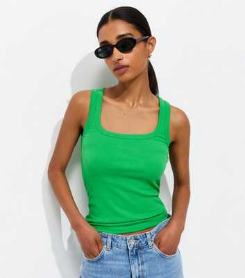 Bright Green Square Neck Vest Top