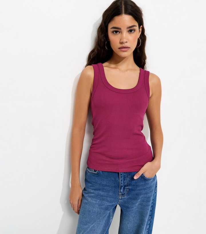 Light Burgundy Wide Trim Scoop Vest Top