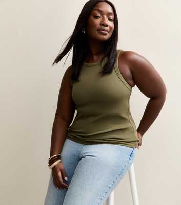 Curves Green Ribbed Racerback Vest