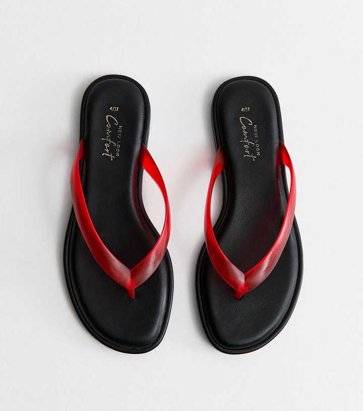 Bright Red Jelly Thong Sandals