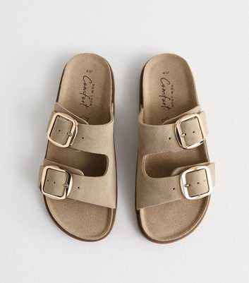 Premium Real Leather Off White Real Suede Buckled Strap Sandals