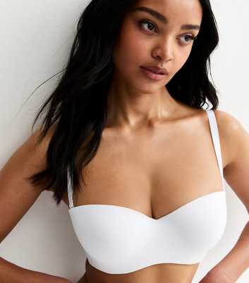 White DD+ Microfibre Multiway Strapless Bra