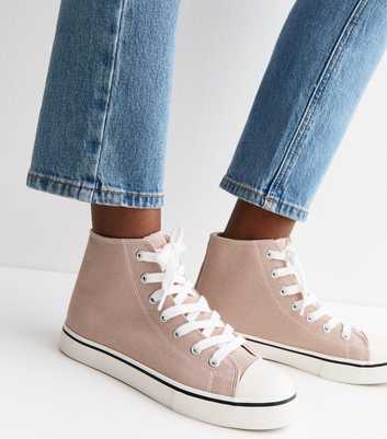 Light Pink Cotton Canvas High Top Sneakers