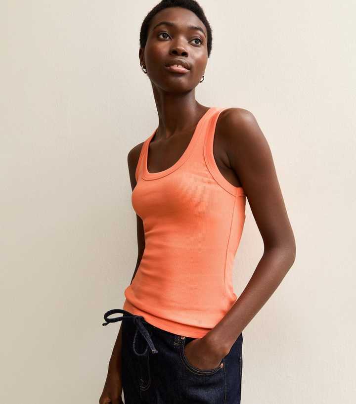 Tall Dark Coral Ribbed Scoop Neck Vest