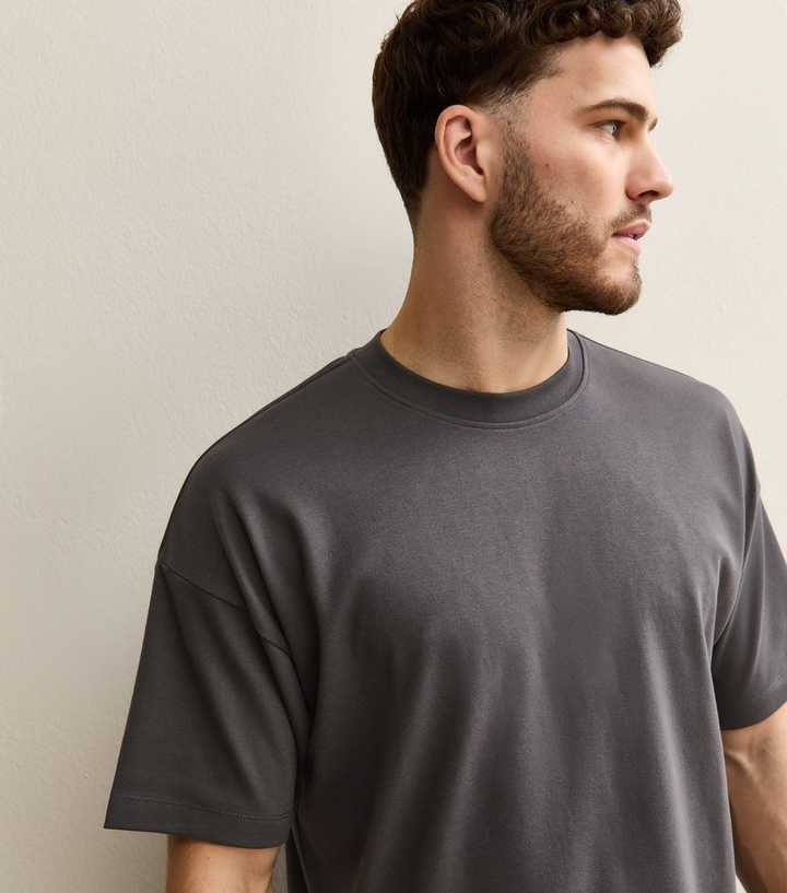 Dark Grey Boxy Crew Neck Heavyweight T-Shirt