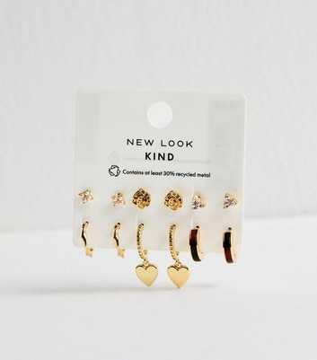 Pack of 6 Gold Tone Mixed Stud and Mini Hoops
