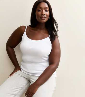 Curves White Cotton Adjustable Cami Top