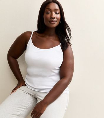 Curves White Cotton Adjustable Cami Top | New Look