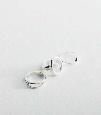 Pack Of 3 Silver Tone Oval Sleek Rings