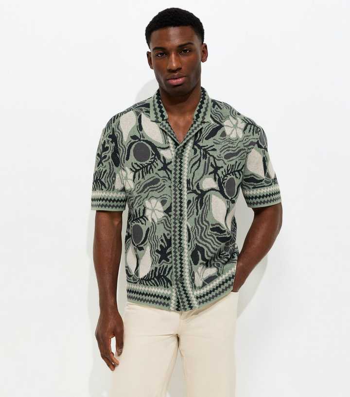 Only & Sons Light Green Relaxed Jacquard Short Sleeve Shirt