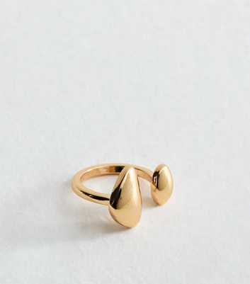 Gold Tone Oval Drop Wrap Around Ring