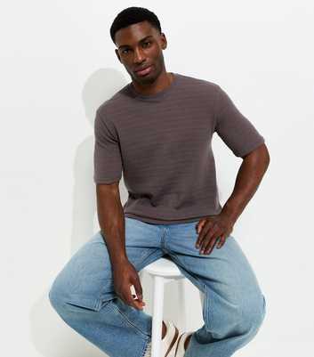 Only & Sons Grey Regular Textured Cotton T-Shirt