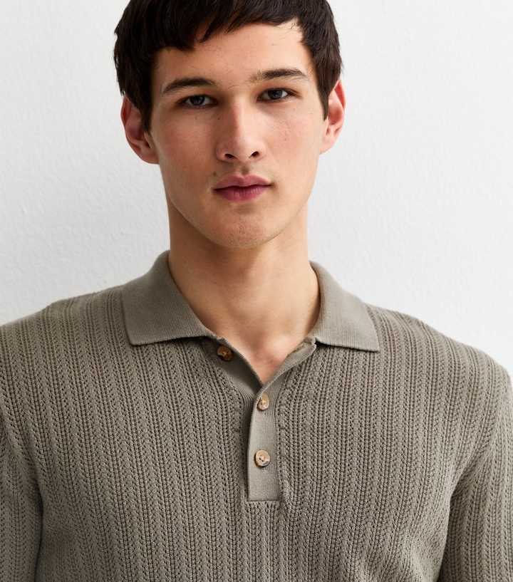 Only & Sons Brown Open Knit Polo Shirt